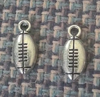 2 new 1/2 inch silver tone football charms!