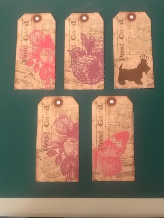 Set of 6 Large Vintage Antique Style Tags 