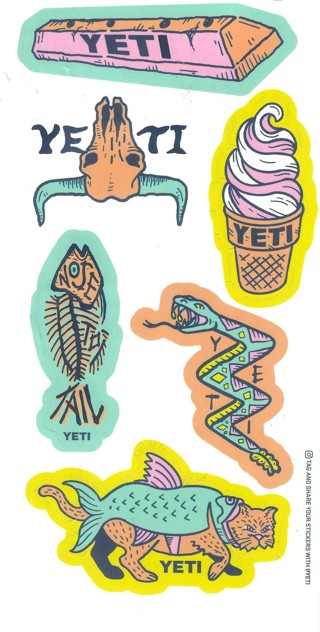 Yeti Stickers.. full sheet