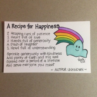 Kawaii Art Card | ☆ A Recipe for Happiness ☆ | 3" x 5"