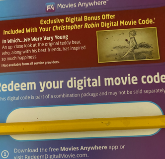 Christopher Robin Digital HD Movie Code 