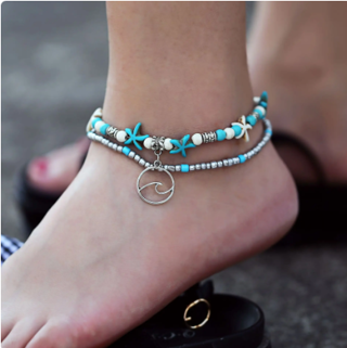 Bohemia Anklets For Women Shell Starfish Turtle Tree of Life Elephant Sandals Shoes Barefoot Beach