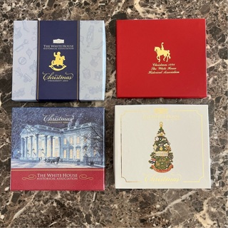 4 different years,of The White House historical Association Christmas Ornaments 