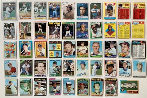 Vintage 1960s to 1980s Topps Baseball Cards Lot of 49 - Stars, HOFers, Rookies