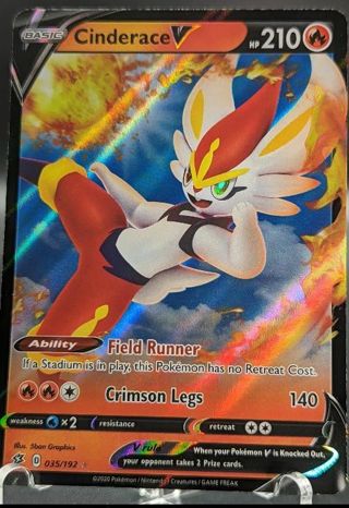 NM Ultra Rare Cinderace V Pokemon card TCG SWSH