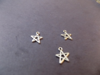 Set of 3 silvertone hollow star charms for necklace & earrings