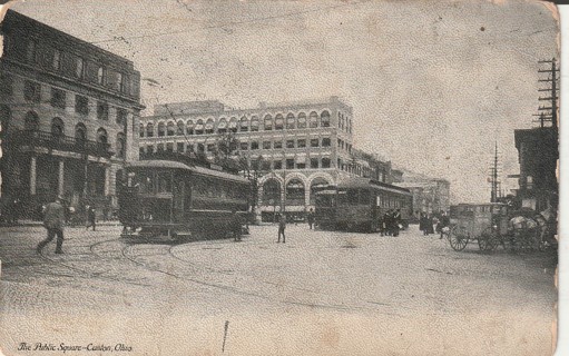 Vintage Used Postcard: g: 1906 Public Square, Canton, OH