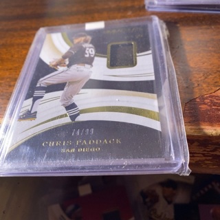 2020 panini immaculate coll Chris paddock game used jersey baseball card ser num 