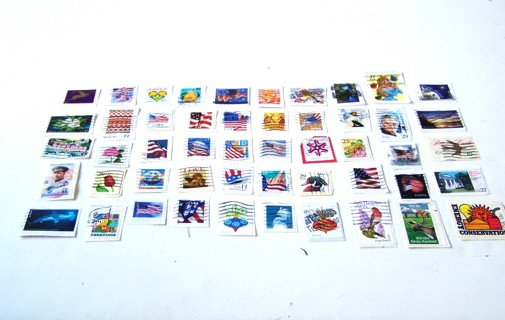 United States Postage Stamps Set of 50 Used Still on Paper