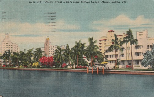 Vintage Used Postcard: g: 1952 Oceanfront Hotels, Miami Beach, FL