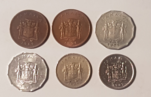 Lot 6 Coin Jamaica 1 Cent 5 Cents 1969 1971 1975 1978 1989