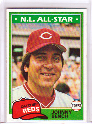 Johnny Bench, 1981 Topps N.L. All-Star Card #500, Cincinnati Reds, HOFr,  (EL)