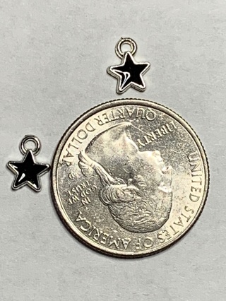 MINI STAR CHARMS~#8~BLACK~SET OF 2~FREE SHIPPING!