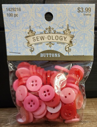 NEW - Sew-Ology - Pink & Red Buttons - 100 in package 