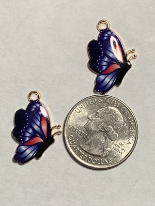 ❤BUTTERFLY CHARMS~#23~SIDE VIEW~SET OF 2~FREE SHIPPING❤