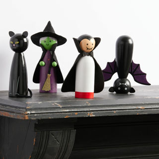 Wood Peg Halloween Icon Decor Set Of 4 (Quantity 2)