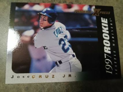 1997 PINNACLE XPRESS ROOKIE JOSE CRUZ JR. SEATTLE MARINERS BASEBALL CARD# 126