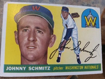 1955 T.C.G. JOHNNY SCHMITZ WASHINGTON NATIONALS BASEBALL CARD# 159