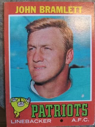 1971 TOPPS JOHN BRAMLETT NEW ENGLAND PATRIOTS FOOTBALL CARD# 223