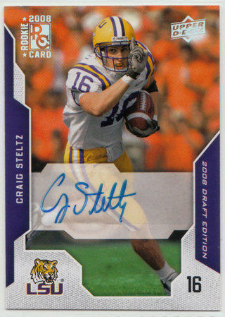 2008 Upper Deck Draft Edition Exclusives #19 - Craig Steltz autograph card (mid)