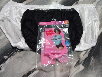 3 New Women's Hanes Nylon Panties - Size 6 