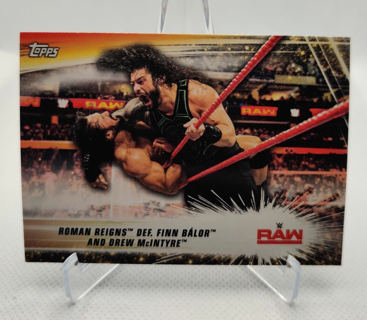 2019 Topps WWE Summerslam #84 Roman Reigns def. Finn Bálor and Drew McIntyre