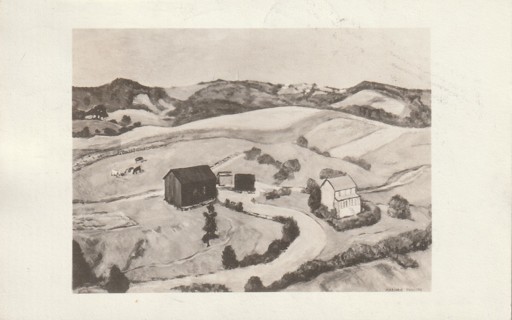 Vintage Used Postcard: a: 1937 Art of Farm & Village