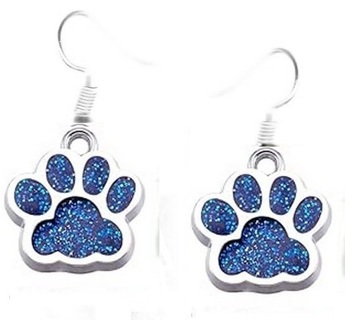 SP Royal Blue Enamel Glitter Dog Paw Earrings #2 (PLEASE READ DESCRIPTION)