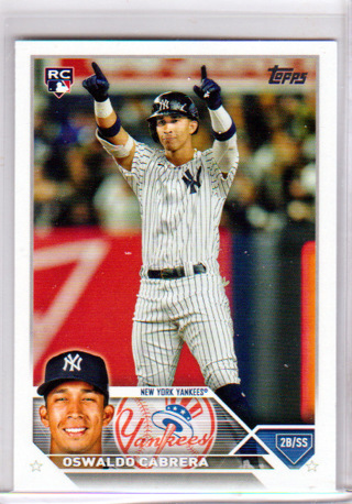 Oswaldo Cabrera, 2023 Topps ROOKIE Card #467, New York Yankees, (L6)