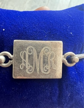 Sterling Engraved “AMR” Bracelet