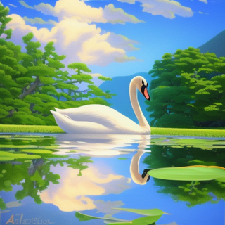 Listia Digital Collectible: Swan Enjoying a Beautiful Day