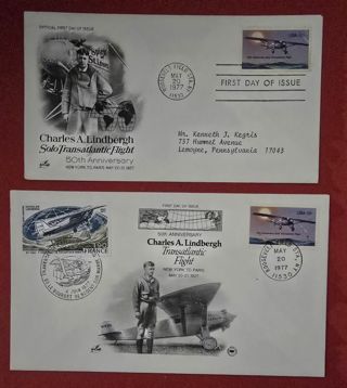 Two Charles Lindbergh First Day Covers