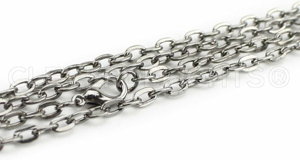  3x4mm Cable Chain Necklaces - Platinum Silver Color 24 Inch Chain #3 (PLEASE READ DESCRIPTION