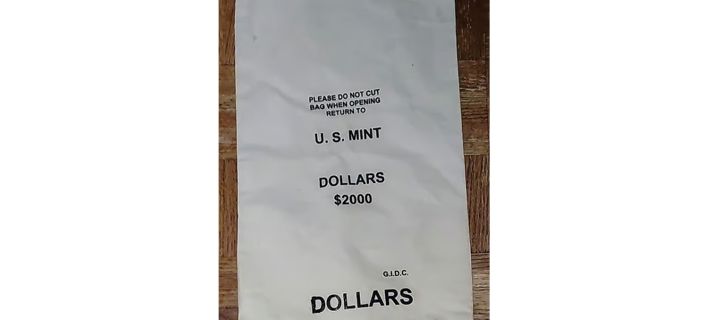 NEW UNUSED U.S. Mint 2000 DOLLARS canvas coin bag G.I.D.C. Morgan/Peace Silver $