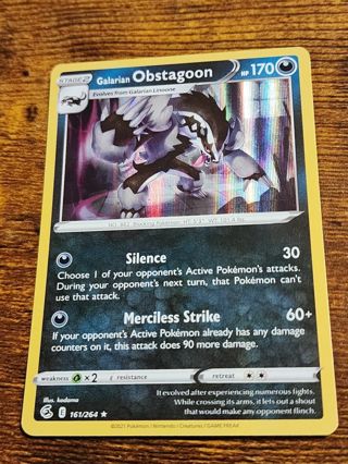 Pokemon Galarian Obstagoon 161/264 holo rare