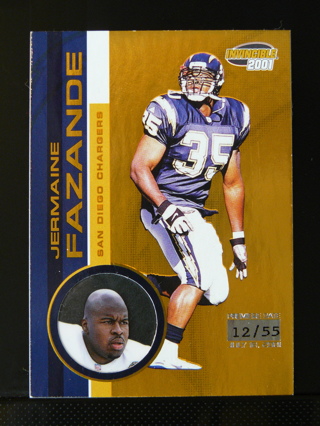 2001 Pacicifc Invincible Premier Date #208 Jermaine Fazande (Chargers) Serial #12/55