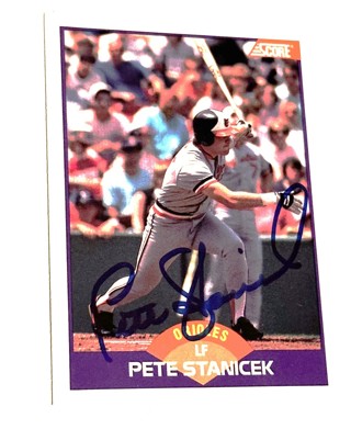 Autographed Autographed 1989 Score Pete Stanicek - Orioles