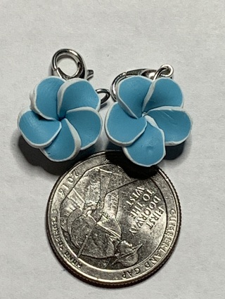 FRANGAPANI CHARMS~#5~BLUE~SET OF 2~LOBSTER CLASP INCLUDED~FREE SHIPPING!