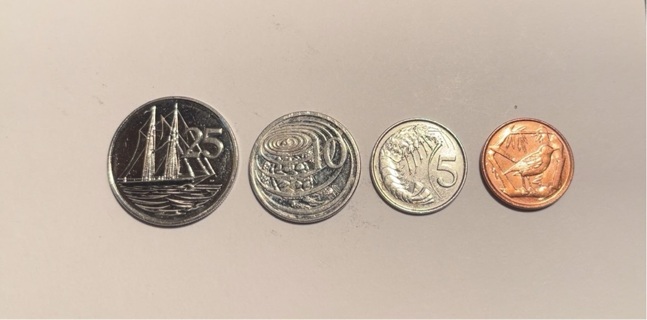 4 Different Cayman Islands Coins