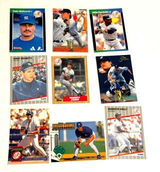 Yankees-9 Card Lot-Mattingly-Randolph-Righetti-John-Kelly