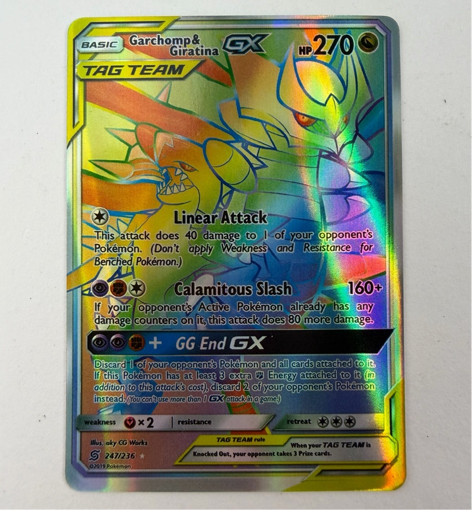 Free: ✯Pokémon TCG Garchomp & Giratina GX 247/236 Rainbow Holo SM Unified Minds Proxy Placeholder Fanmade✯