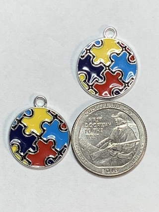 AUTISM CHARMS~#1~CIRCLES~SET OF 2 CHARMS~FREE SHIPPING!