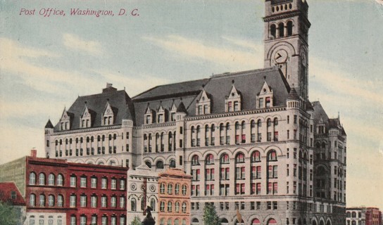 Vintage Used Postcard: 1913 Post Office, Washington DC