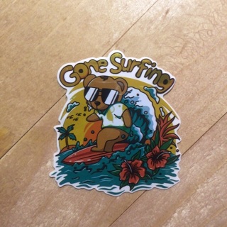 Gone Surfing Bear w/Sunglasses Sticker | 2" x 2"