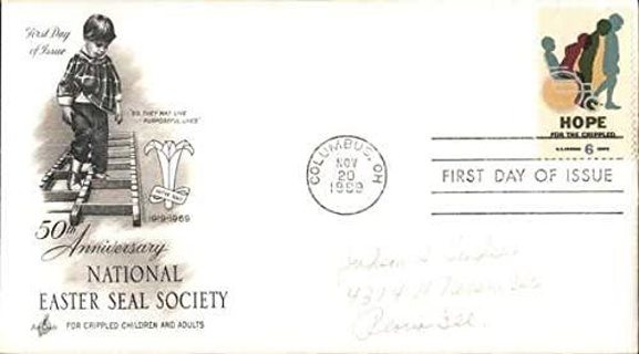 1969 Unaddressed ArtCraft Easter Seals 50th Anniversary FDC