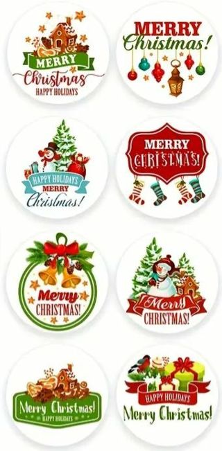 ⛄NEW⛄(8) 1" Christmas Stickers⛄
