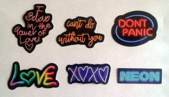 Six Quote Neon Vinyl Stickers