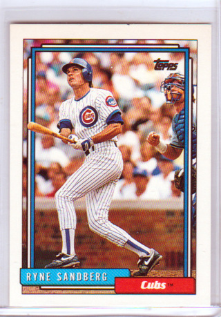 Ryne Sandberg, 1992 Topps Card #110, Chicago Cubs, Hall of Famer, (L3