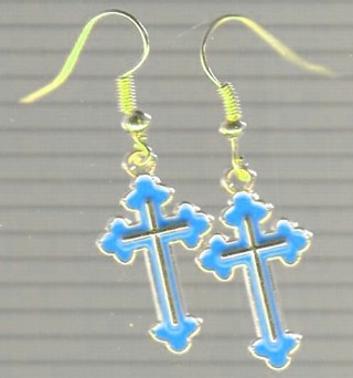 GP ENAMEL BLUE CROSS EARRINGS (PLEASE READ DESCRIPTION)