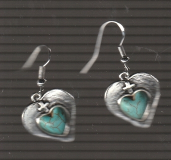 SP Artificial Turquoise Heart Earrings (PLEASE READ DESCRIPTION)